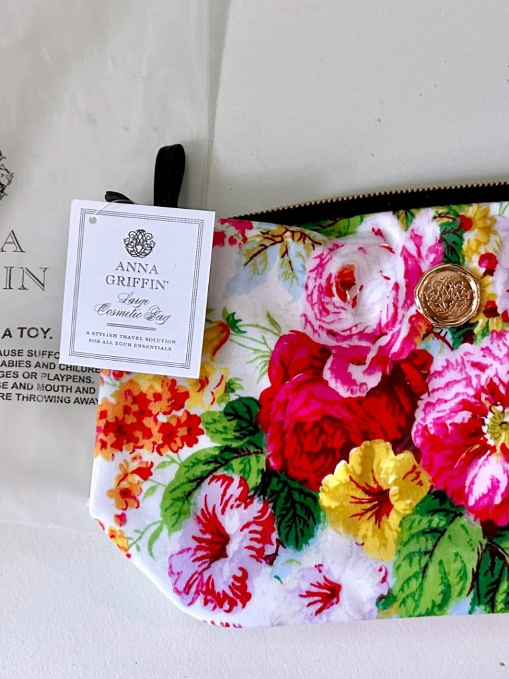 Anna Griffin Annalise Large Floral Cosmetic Bag NEW WITH TAGS